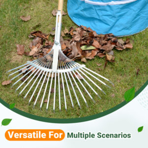 22-Tine Adjustable Garden Rake (Leaf & Lawn Rake)